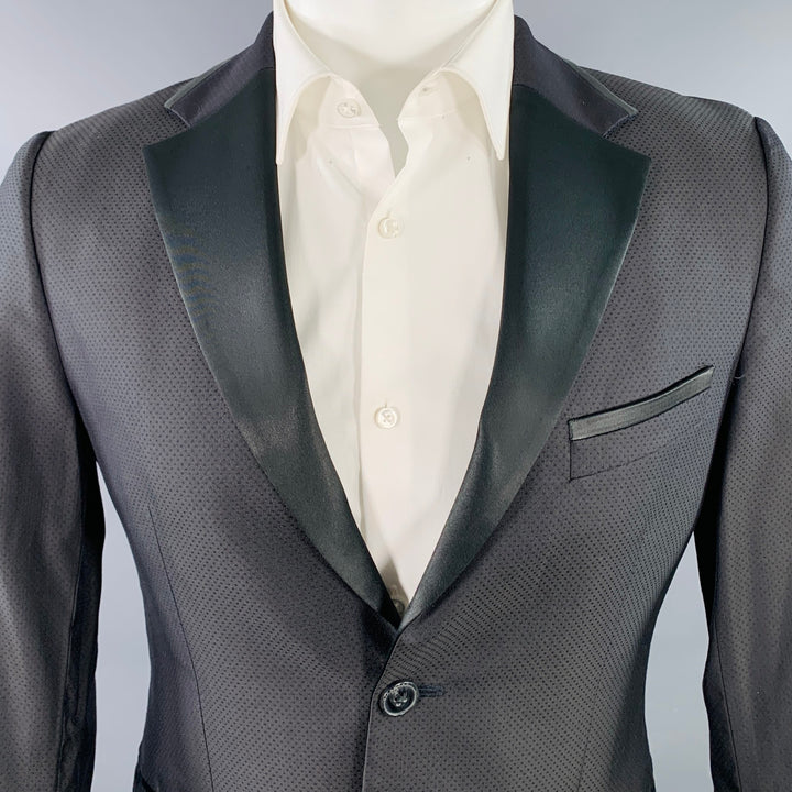 JOHN RICHMOND Size 38 Black Nailhead Wool Blend Notch Lapel Sport Coat