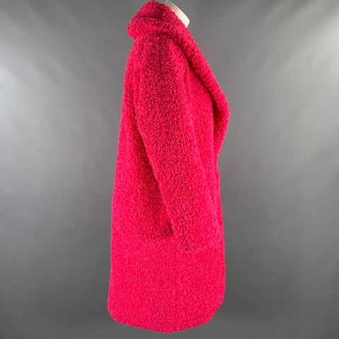 ALICE + OLIVIA Size S Pink Polyester Textured Faux Fur Shawl Lapel Coat