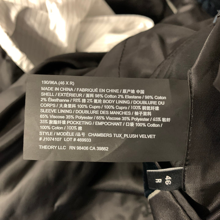THEORY Size 46 Navy Teal Cotton Blend Tuxedo Jacket