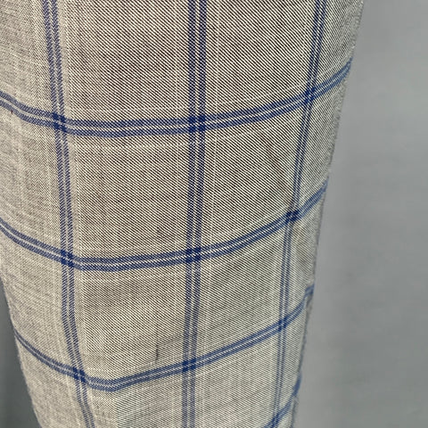 AUGUST MCGREGOR Size 38 Grey Blue Plaid Wool Notch Lapel Suit