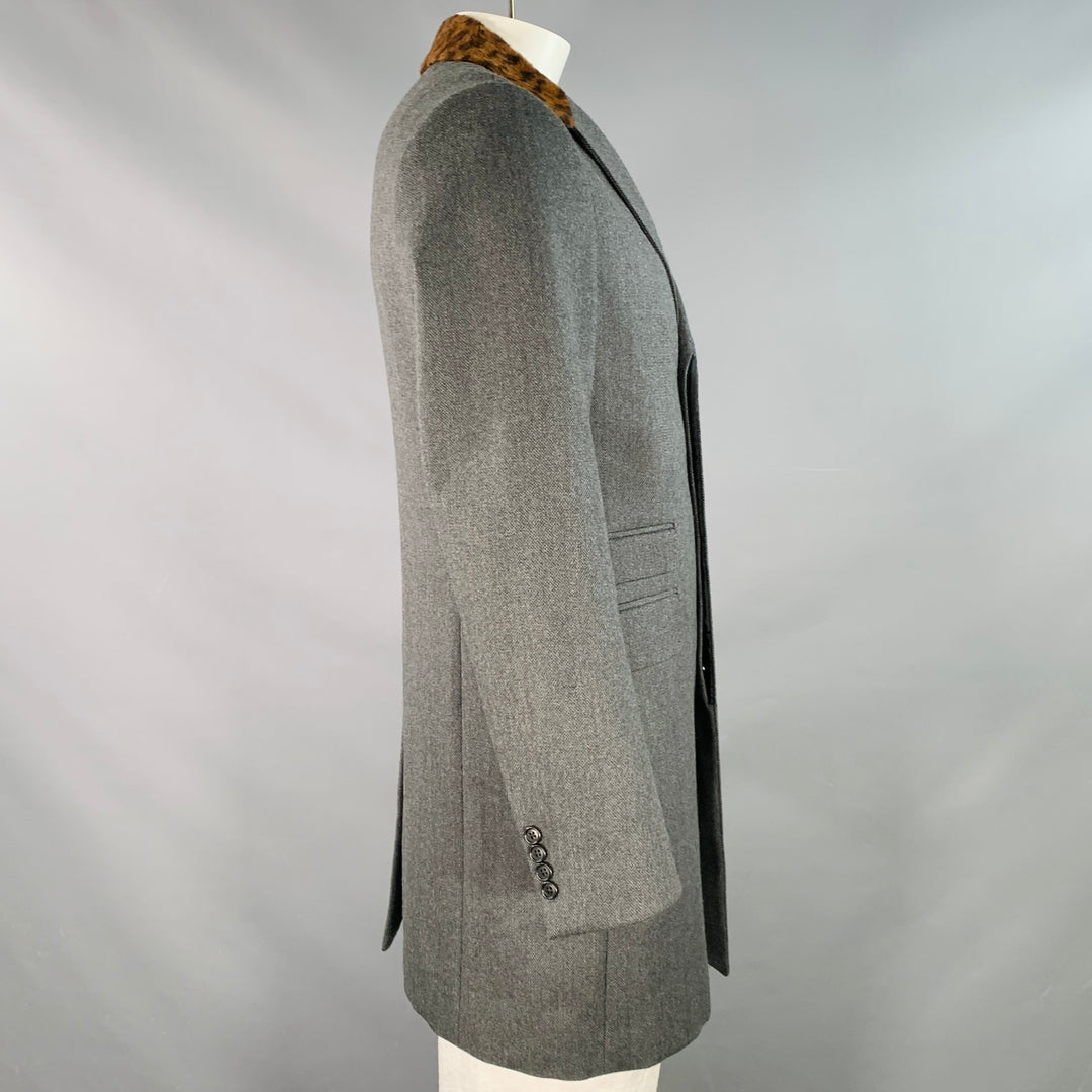 PS by PAUL SMITH Size XXL Grey Black Nailhead Wool Contrast Collar Coat