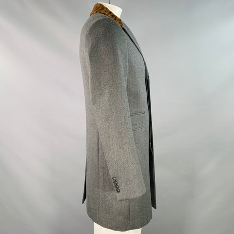 PS by PAUL SMITH Gents Overcoat Size XXL Grey Black Nailhead Wool Contrast Collar Coat