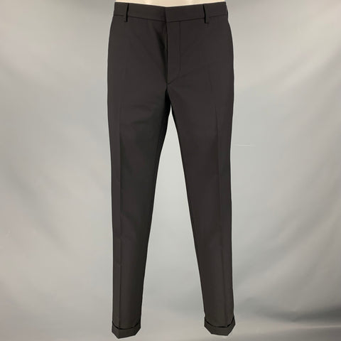 PRADA Size 36 Black Wool Mohair Button Fly Dress Pants