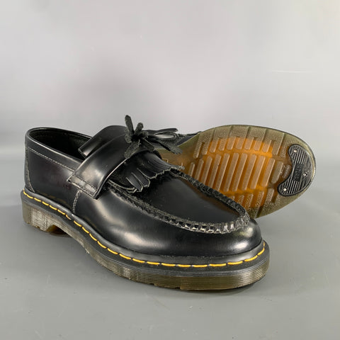 DR. MARTENS Size 9 Black Leather Eyelash & Tassel Loafers
