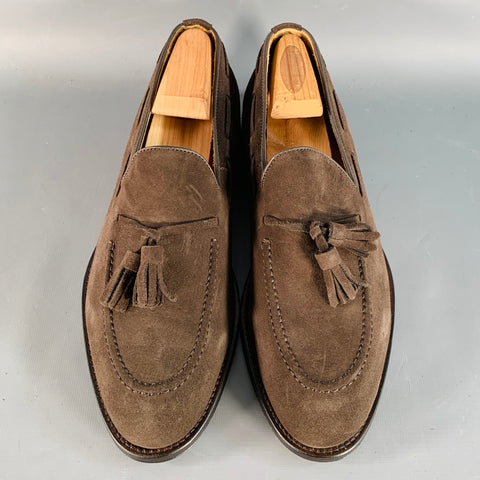 CHARLES TYRWHITT Size 9 Chocolate Brown Suede Tassels Slip On Loafers