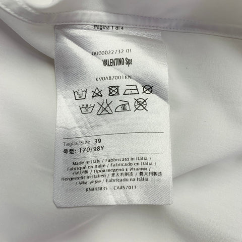 VALENTINO Size S White Cotton Studded Button Up  Long Sleeve Shirt