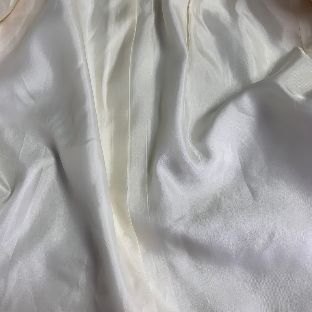 AKRIS Size 14 Cream Cotton Blend Scribble Stitch Hook Eye Jacket Blazer
