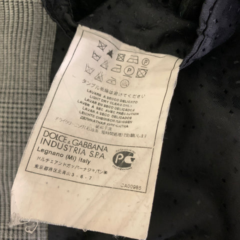 DOLCE & GABBANA Chest Size 38 Black White Plaid Virgin Wool Sport Coat