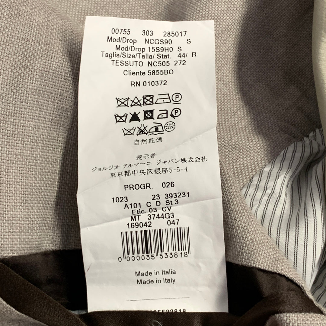 ARMANI COLLEZIONI Size 44 Regular Grey Beige Woven Notch Lapel Sport Coat