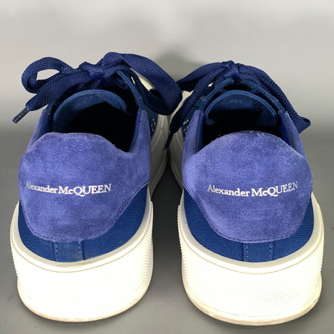 ALEXANDER MCQUEEN Size 10 Blue White Canvas Low Top Sneakers