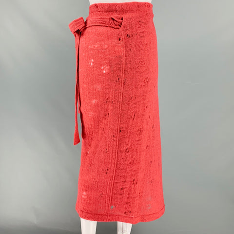 COMME des GARCONS 1980s Size S Rust Wool Woven Midi Wrap Skirt