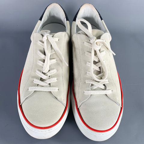 G. BROWN Size 10.5 Beige White Red Suede Lace-Up Sneakers