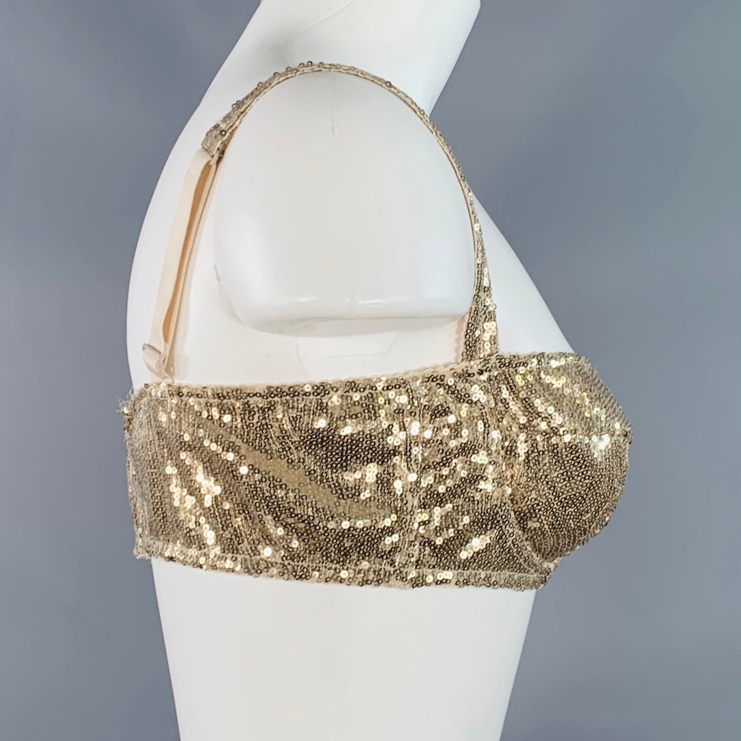 DOLCE & GABBANA Size 36 B Gold Polyester Blend Sequined Bralette Dress Top