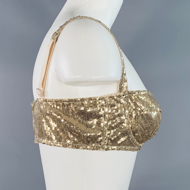DOLCE & GABBANA Size 36 B Gold Polyester Blend Sequined Bralette Dress Top