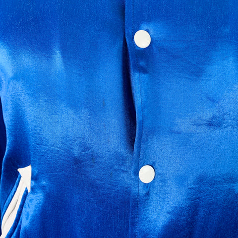 SHIPLEY and HALMOS Size L Blue White Contrast Trim Snaps Varsity Jacket