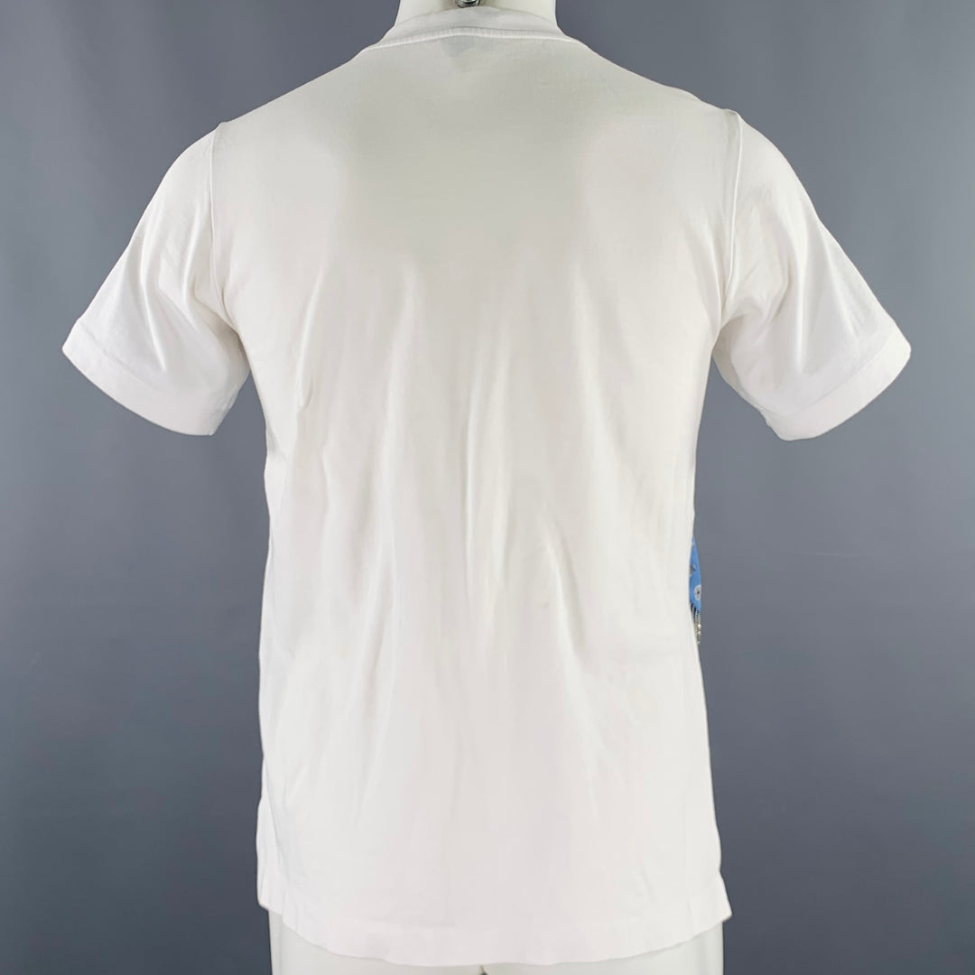 3.1 PHILLIP LIM Size S White Blue Mixed Materials Cotton Silk T-shirt
