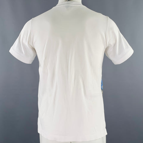 3.1 PHILLIP LIM Size S White Blue Mixed Materials Cotton Silk T-shirt