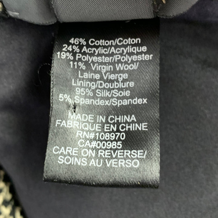 ZAC POSEN Size 6 Black White Cotton Blend Tweed Short Sleeve Skirt Suit