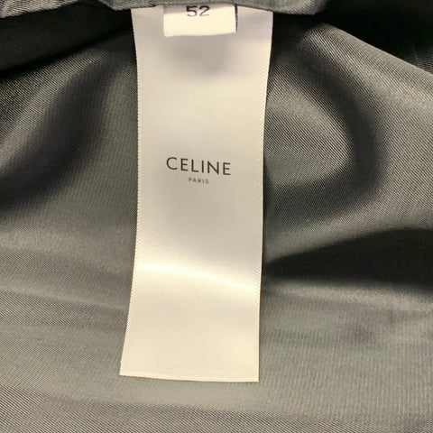 CELINE Size L Black White Patch Cotton Hooded Varsity Jacket