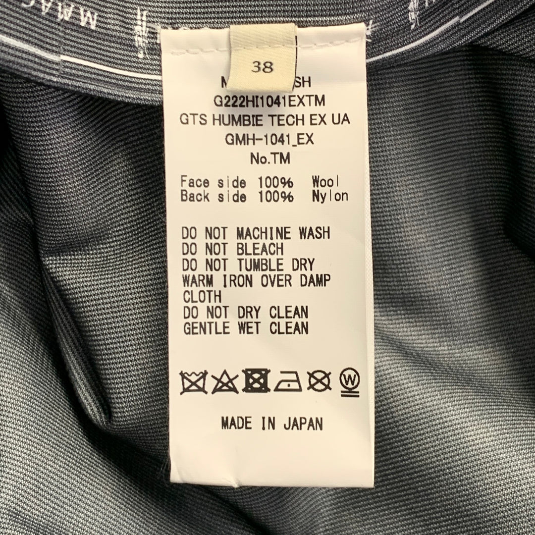 MACKINTOSH Size 38 Black White Checkered Wool Blend Hidden Buttons Coat