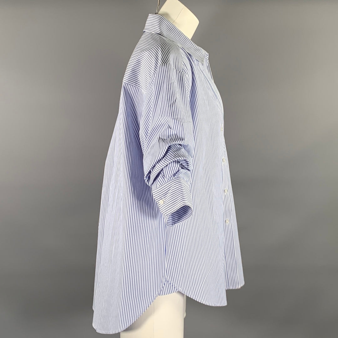 BROCHU WALKER Size M Blue White Cotton  Polyester Stripe Shirt