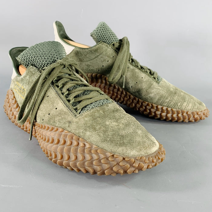 ADIDAS 2018 Baskets Kamanda Vert Marron Daim Semelle Caoutchouc Taille 44