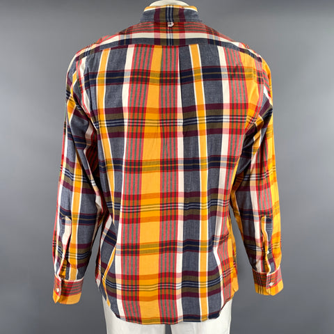 BLACK FLEECE Size XL Orange Multi Color Plaid Cotton Long Sleeve Shirt