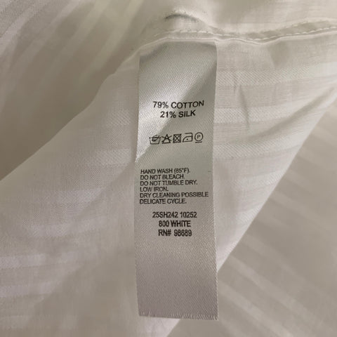 TODD SNYDER Size L White Stripe Cotton Silk Band Collar Long Sleeve Shirt