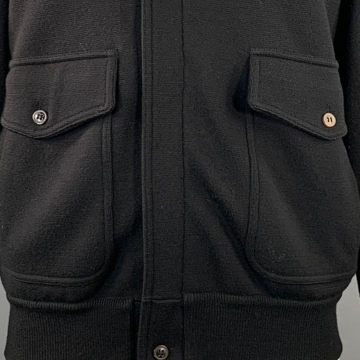 ADAM KIMMEL Size L Black Wool Knit Epaulets Military Jacket