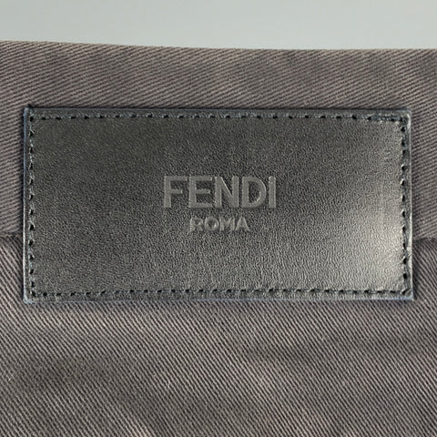 FENDI Size 30 Grey Charcoal Cotton Blend Flat Front Casual Pants