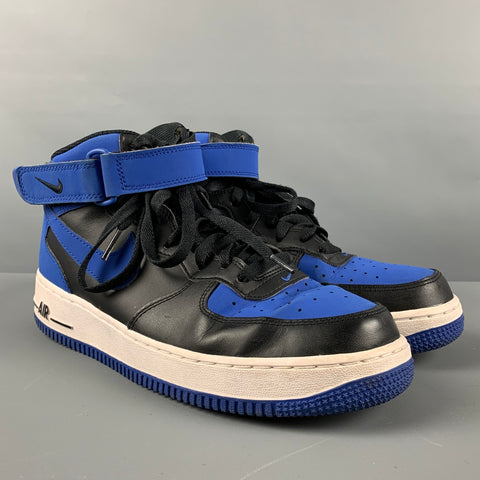 NIKE Talla 8 Zapatillas altas con bloques de color de cuero negro azul