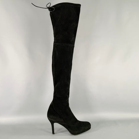 STUART WEITZMAN Size 8 Black Suede Stiletto Boots