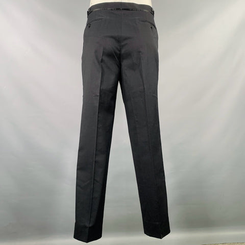 ETRO Size 38 Black Wool Cotton Tuxedo Dress Pants