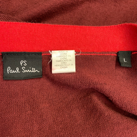 PS by PAUL SMITH Size L Red Burgundy Two Toned Cotton Silk Cashmere Cardigan