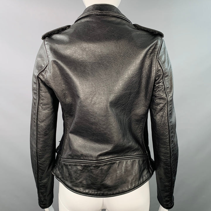 SCHOTT Size S Black Cowhide Leather Motorcycle Jacket
