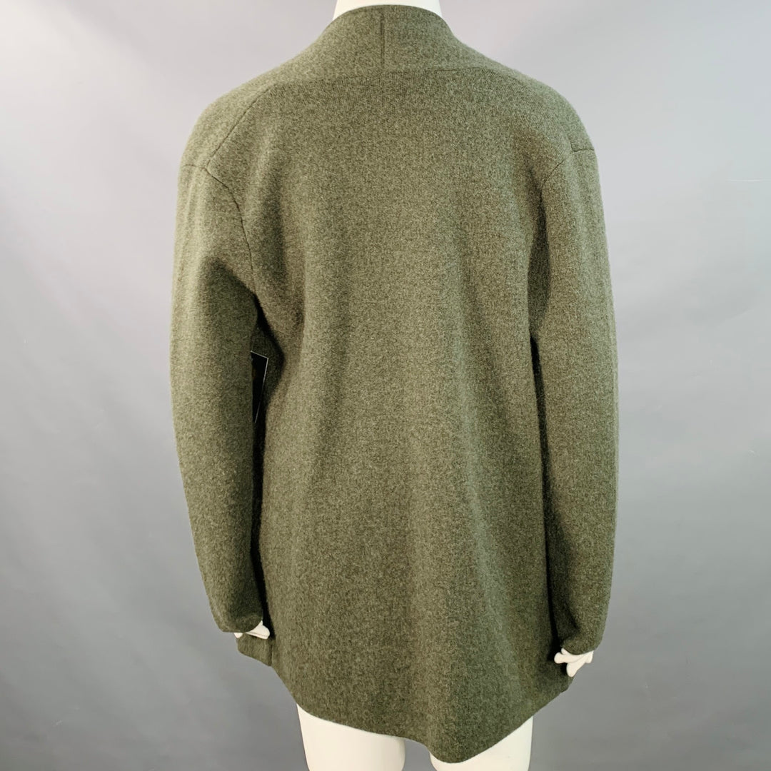 KINROSS Size XL Green Olive Cashmere Shawl Collar Open Front Cardigan