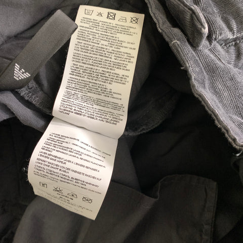 EMPORIO ARMANI Size 34 Grey Charcoal Corduroy Cotton Elastane Casual Pants