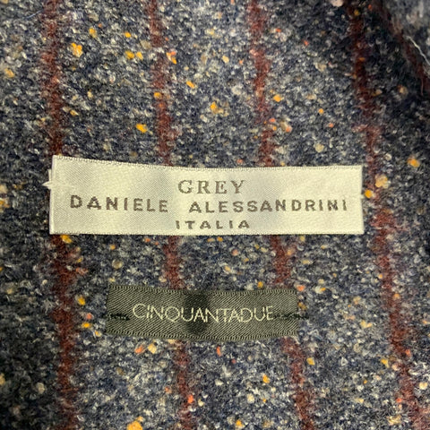 DANIELE ALESSANDRINI Size 42 Navy Burgundy White Tweed Sport Coat