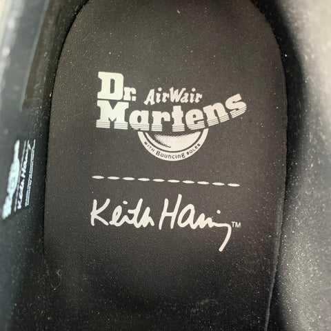 DR. MARTENS x KEITH HARING Size 11 Black Multi Color Graphic Leather Derby Lace-Up Shoes