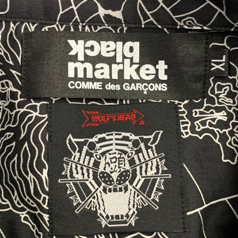 COMME des GARCONS BLACK MARKET Size XL Black White Skeleton Cotton Long Sleeve Shirt