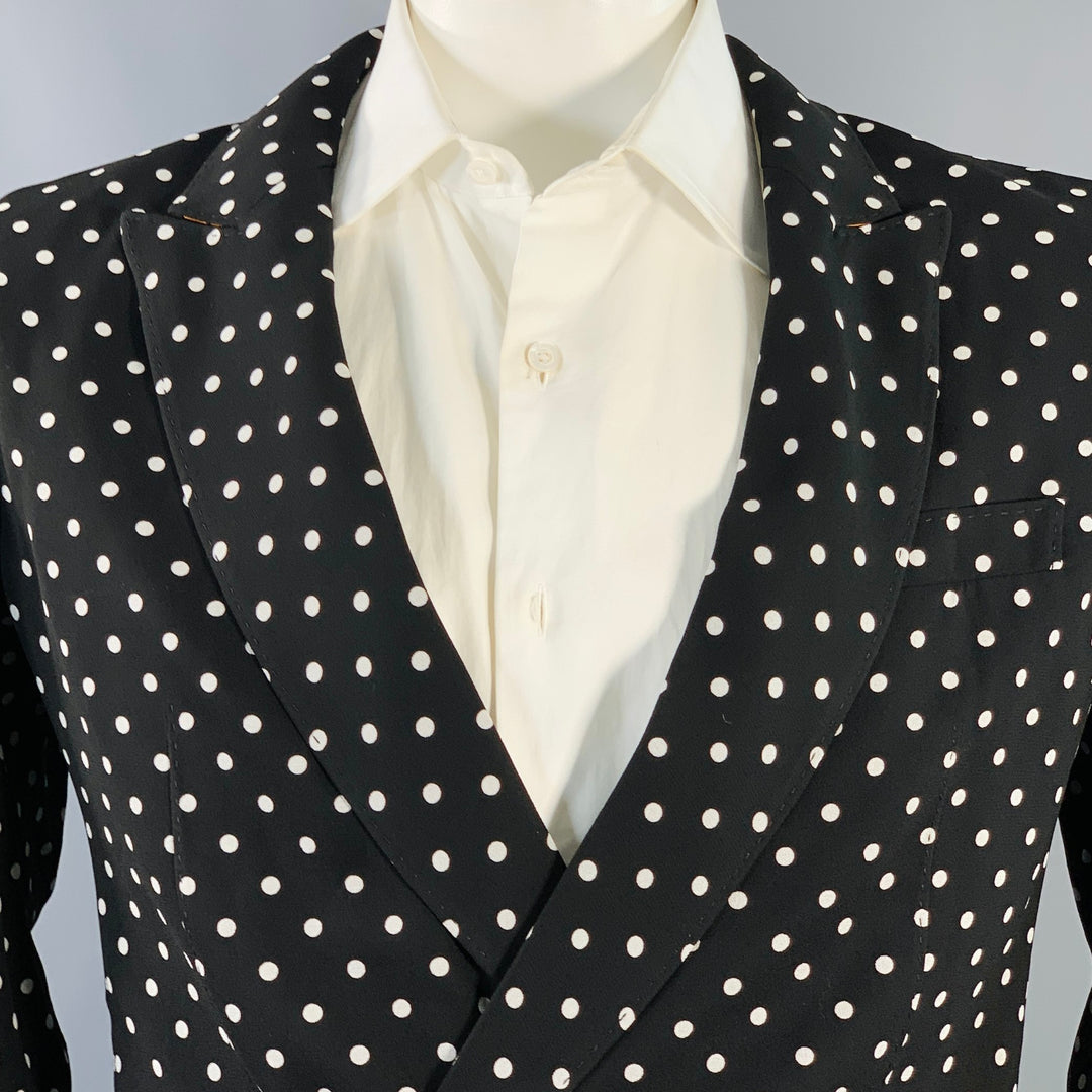 HAIDER ACKERMANN Size 42 Black White Polka Dot Viscose Sport Coat