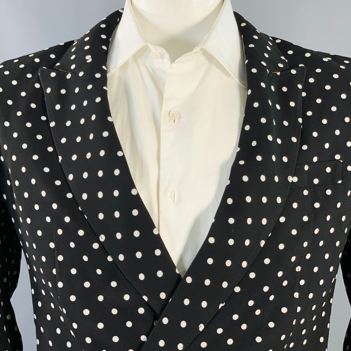 HAIDER ACKERMANN Size 42 Black White Polka Dot Viscose Sport Coat