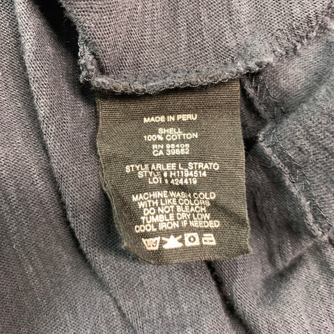 THEORY Size XL Navy Cotton Henley Pullover