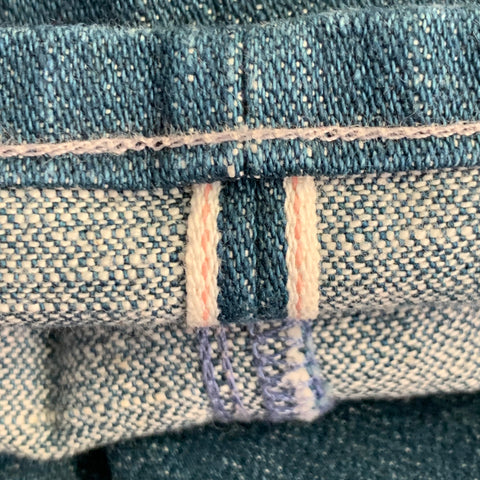 3 X 1 Size 34 Blue White Contrast Trim Cotton Straight Selvedge Jeans