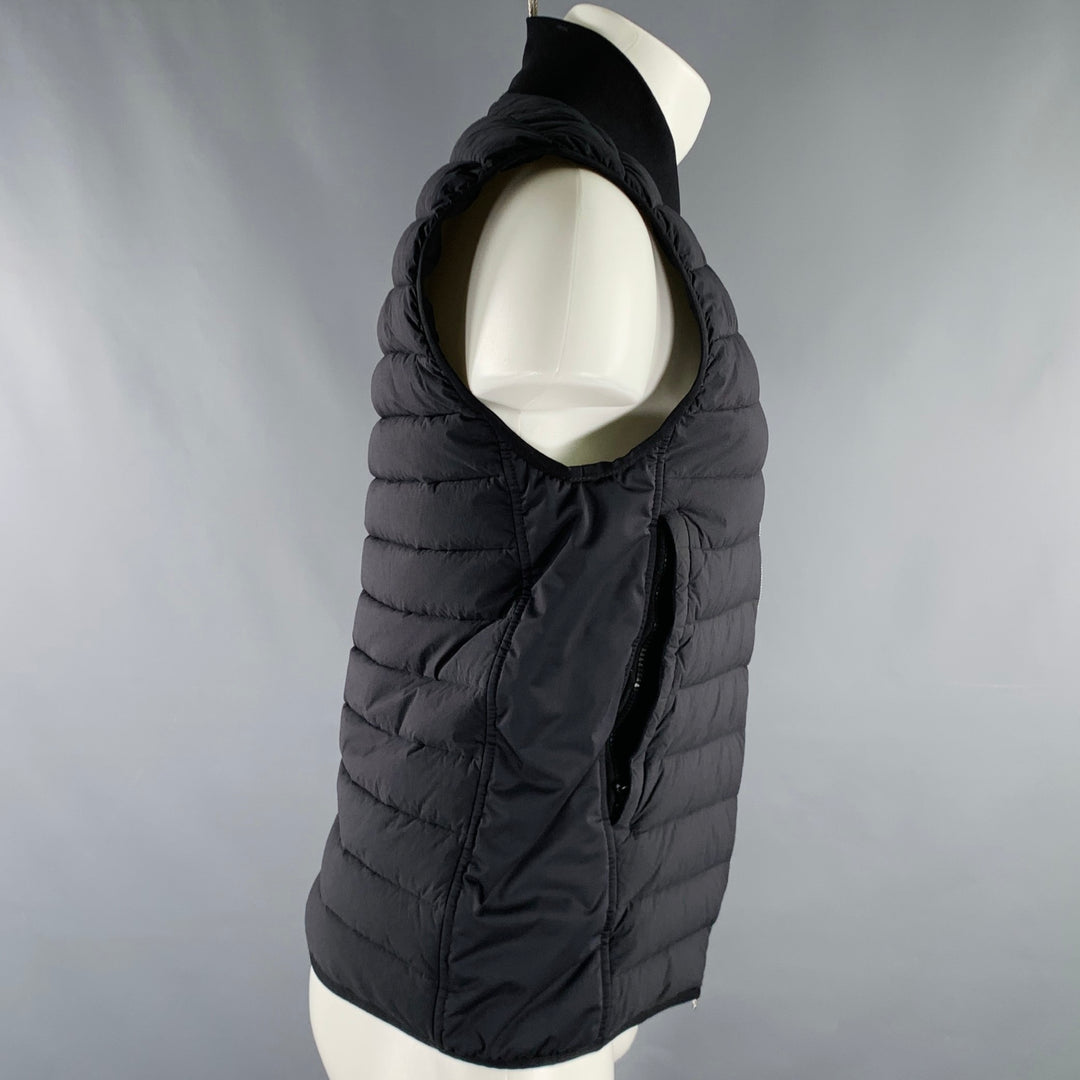 STONE ISLAND Size M Black Quilted Polyamide Blend Zip Up Vest
