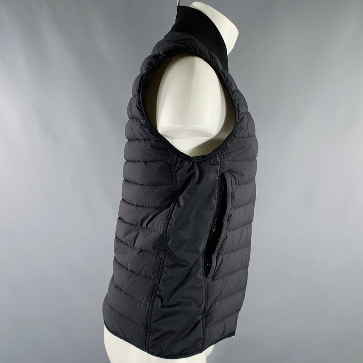 STONE ISLAND Size M Black Quilted Polyamide Blend Zip Up Vest