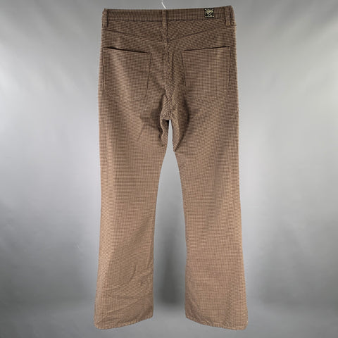 KAPITAL Size 31 Brown Navy Houndstooth Cotton Pants