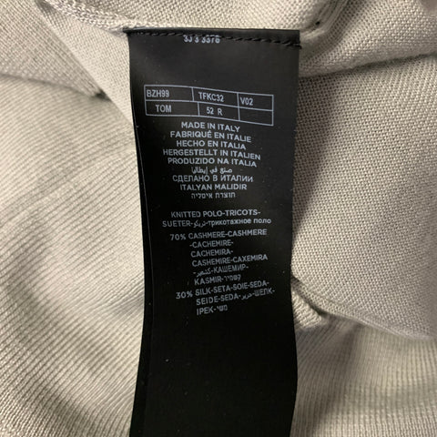 TOM FORD Size L Grey Light Grey Knitted Cashmere Silk Buttoned Polo