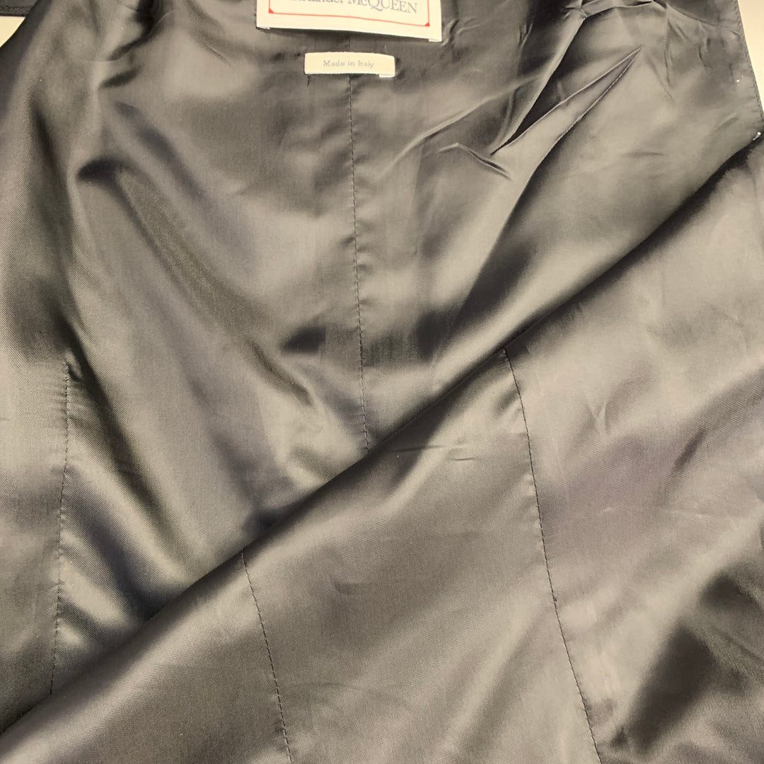 ALEXANDER MCQUEEN Size 42 Black Wool Asymmetrical Peak Lapel Vest