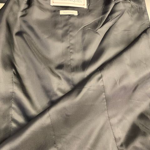 ALEXANDER MCQUEEN Size 42 Black Wool Asymmetrical Peak Lapel Vest
